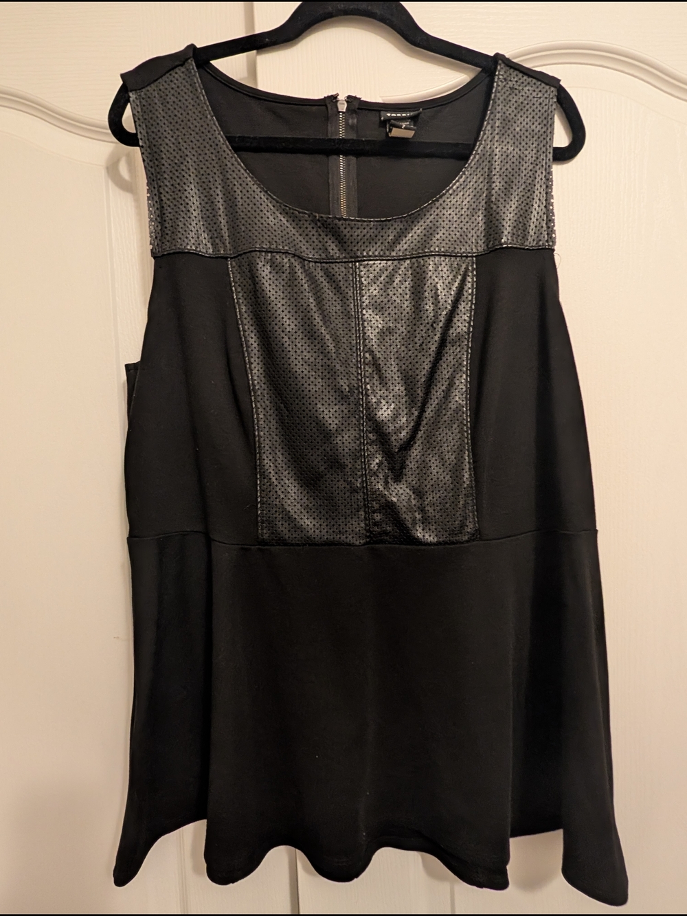 Torrid Black Perforated Faux Leather Panel Tank